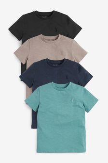 4 Pack Stag Embroidered Short Sleeve T-Shirts (3-16yrs)