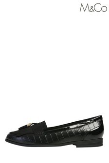 M&Co Croc Black Ballerina Shoes with Tassels