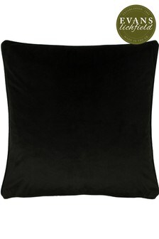 Evans Lichfield Jet Black Opulence Velvet Polyester Filled Cushion