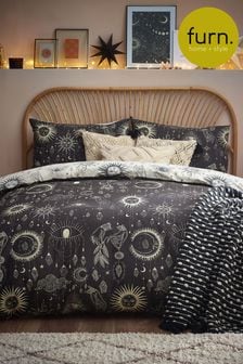 furn. Black Constellations Duvet Cover and Pillowcase Set