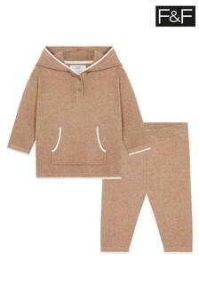 F&F Brown Hooded Knitted Set