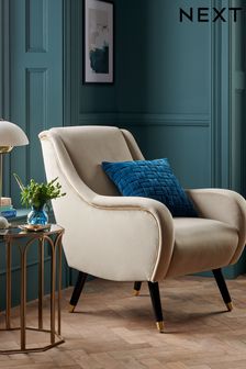 Opulent Velvet Pebble Natural Harriet Accent Chair (A61310) | £365