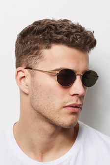 Oval Sunglasses with Tortoiseshell Detail
