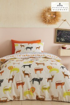 Pineapple Elephant Cream Khari Animals Duvet Cover and Pillowcase Set