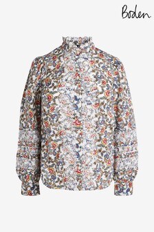 Boden Natural Broderie Cotton Blouse