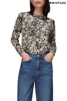 Whistles Natural Graphic Floral Crew Neck Knit