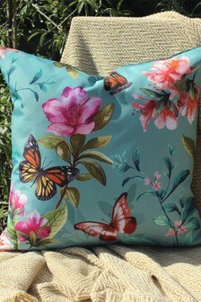 Evans Lichfield Duck Egg Blue Butterflies Outdoor Polyester Filled Cushion