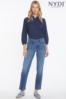 NYDJ Mid Blue High Rise Relaxed Straight Ankle Jeans