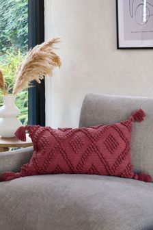 Red Tassel Textured Cushion