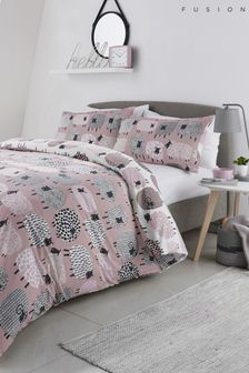 Fusion Pink Dotty Sheep Duvet Cover and Pillowcase Set