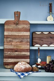 Oliver Bonas Natural Anjo Stripe Wood Serving Board