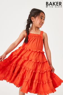Baker by Ted Baker Orange Coral Tiered Dress