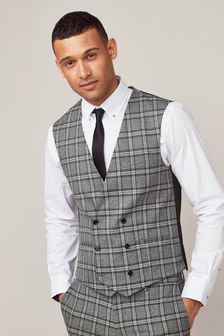 Check Double Breasted Waistcoat