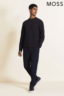 Moss Tailored Fit Navy Stripe Trousers