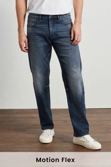 Dark Blue Straight Fit Motion Flex Stretch Jeans (A65093) | £40