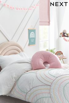White Kids Embroidered Rainbows Duvet Cover And Pillowcase Set (A65149) | £38 - £50