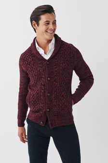 Burgundy Red Cable Shawl Cardigan (A66009) | £40