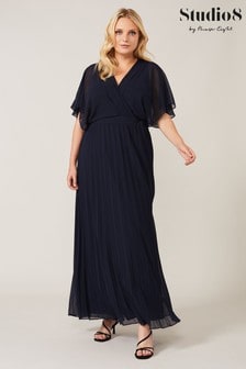 Studio 8 Blue Tilly Pleated Maxi Dress (A66078) | £140