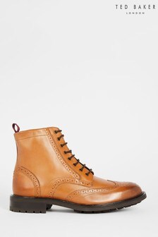 Ted Baker Tan Brown Wadelan Lace-Up Leather Boots
