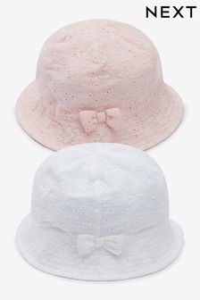 Pink Broderie 2 Pack amb Summer Bucket Hats dusty (0mths-2yrs) (A66494) | £12 - £14