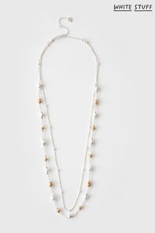 White Stuff Natural Metallic Facet Bead Long Multi Necklace