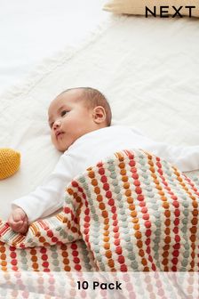 Rust Brown Stripe Baby Knitted Blanket (A66704) | £22