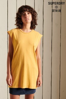 Superdry Yellow Loose Fit Organic Cotton Classic Tank Top