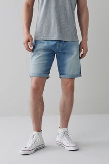 Light Blue Straight Fit Denim Shorts (A67418) | £22