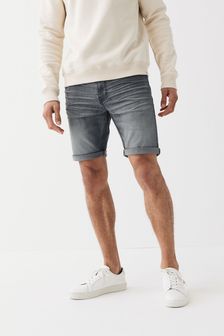 Grey Dark Wash Slim Fit Denim Shorts (A67425) | £25