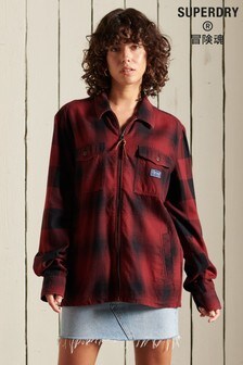 Superdry Red Oversized Flannel Shacket