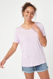 Lilac Purple Slouch V-Neck T-Shirt (A67900) | £8
