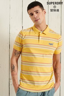 Superdry Yellow Organic Cotton Vintage Stripe Jersey Polo Shirt
