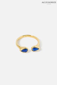 Accessorize Blue Gold-Plated Lapis Lazuli Healing Stone Ring