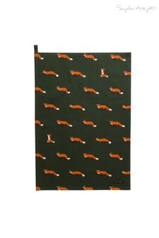 Sophie Allport Green Foxes Tea Towel