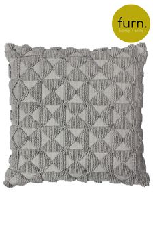 furn. Elephant Grey Varma Geometric Polyester Filled Cushion