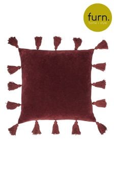 furn. Berry Red Medina Velvet Polyester Filled Cushion