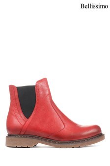 Bellissimo Red Ladies Leather Chelsea Boots