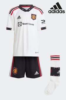 adidas White Blank Manchester United 22/23 Kids Away Mini Kit (A70243) | £35