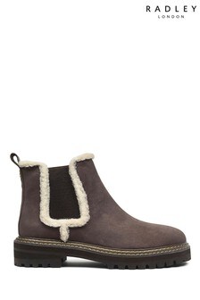 Radley London Brown Dukes Place Chunky Faux-Fur Chelsea Boots