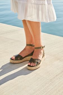 Forever Comfort® Wedge Espadrille Crossover Sandals