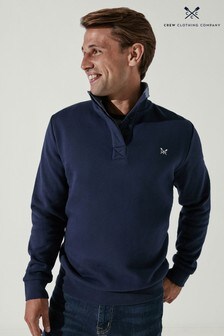 Crew Clothing Company Blue Half Button Sweatshirt