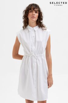 Selected Femme Kasha White Sleevless Wrap Shirt Dress (A71391) | £55