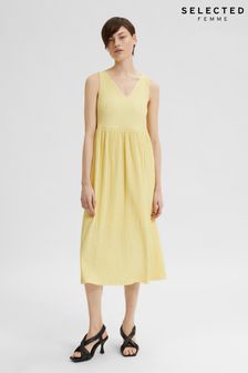 Selected Femme Yellow Thea Midi Dress
