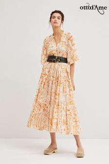 Ottod'Ame Orange Tiered Print Dress