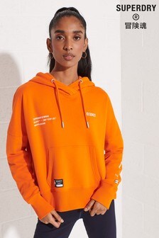 Superdry Orange Cooperate Logo Crop Hoodie