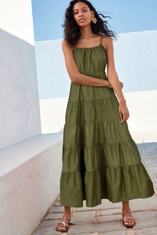 Tiered Strappy Maxi Summer Dress