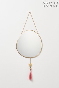 Oliver Bonas Pink Round Embellished Hanging Mirror