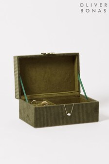 Oliver Bonas Green Keiko Velvet Scallop Jewellery Box