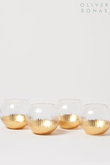 Oliver Bonas Gold Set of 4 Stemless Metallic Gin Glasses