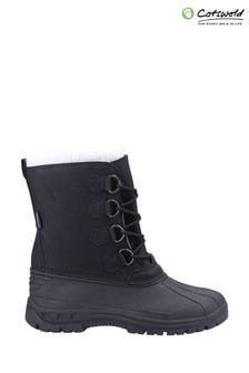 Cotswolds Black Snowfall Waterproof Winter Boots